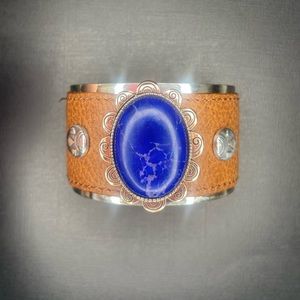 Brighton leather bangle bracelet with large stone